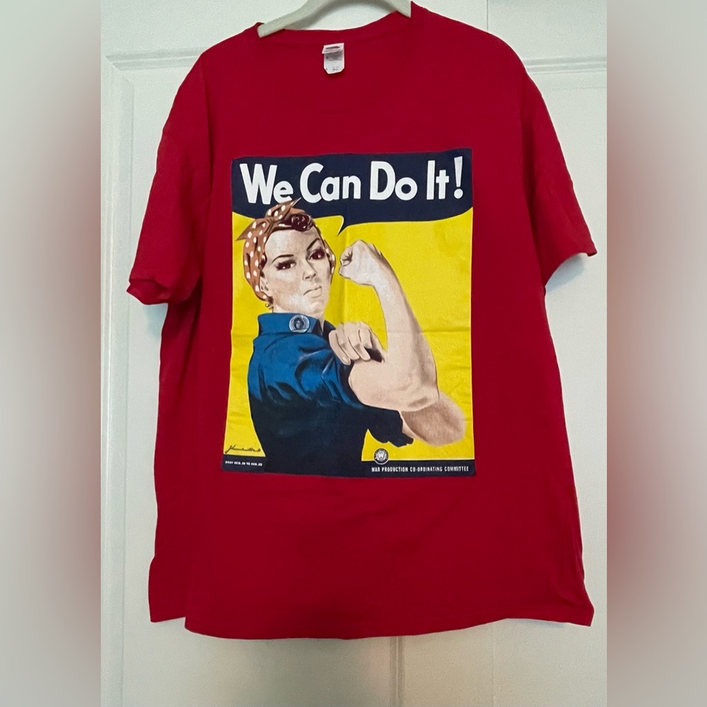 We Can Do It Rosie the Riveter Red Graphic T-Shirt Size L
